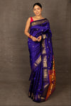 Aranya ~ Chandrakor Pure Silk Handloom Paithani with Parrot Floral Pallu in Royal Blue