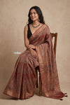 Mitti Ke Rang ~ Ajrakh Handblock Printed Viscose Tissue Silk Saree in Rust
