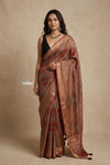 Mitti Ke Rang ~ Ajrakh Handblock Printed Viscose Tissue Silk Saree in Rust