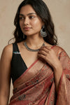 Mitti Ke Rang ~ Ajrakh Handblock Printed Viscose Tissue Silk Saree in Rust