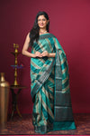 Bengal Gatha ~ Designer Chanderi Khaddi Saree with Digital Print in Pastel Green