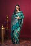 Bengal Gatha ~ Designer Chanderi Khaddi Saree with Digital Print in Pastel Green