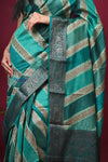 Bengal Gatha ~ Designer Chanderi Khaddi Saree with Digital Print in Pastel Green