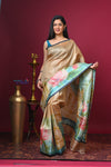 Bengal Gatha ~ Handloom Tussar Silk Saree with Buddha Handpainted Art in Off White