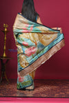Bengal Gatha ~ Handloom Tussar Silk Saree with Buddha Handpainted Art in Off White