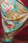 Bengal Gatha ~ Handloom Tussar Silk Saree with Buddha Handpainted Art in Off White