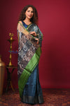 Bengal Gatha ~ Handloom Tussar Silk Saree with Digital Print in Ocean Blue