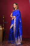 Kashi ~ Handloom Banarasi Pure Katan Silk Saree in Dark Blue (Silk Mark Certified)