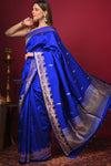 Kashi ~ Handloom Banarasi Pure Katan Silk Saree in Dark Blue (Silk Mark Certified)