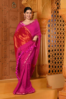  Shubh ~ Designer! High Quality Pure Mul Cotton Handloom Saree - Pink