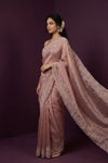 Aarini ~ Organza Banarasi Saree with Handcrafted Beadwork In Blush Pink - verymuchindian.com