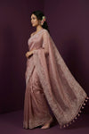 Aarini ~ Organza Banarasi Saree with Handcrafted Beadwork In Blush Pink - verymuchindian.com