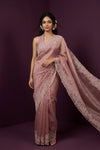 Aarini ~ Organza Banarasi Saree with Handcrafted Beadwork In Blush Pink - verymuchindian.com