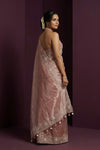 Aarini ~ Organza Banarasi Saree with Handcrafted Beadwork In Blush Rose - verymuchindian.com