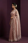 Aarini ~ Organza Banarasi Saree with Handcrafted Beadwork In Blush Rose - verymuchindian.com