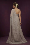 Aarini ~ Organza Banarasi Saree with Handcrafted Beadwork In Cloud Grey - verymuchindian.com
