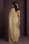 Aarini ~ Organza Banarasi Saree with Handcrafted Beadwork In Ivory - verymuchindian.com