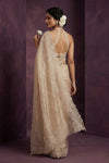 Aarini ~ Organza Banarasi Saree with Handcrafted Beadwork In Ivory - verymuchindian.com