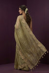 Aarini ~ Organza Banarasi Saree with Handcrafted Beadwork In Mint Green - verymuchindian.com