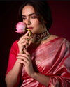 Amruta Khanvilkar's Choice! Traditional Pretty Peach Pink Pure Silk Double Pallu Paithani With Designer Peacocks Pallu (By Govt Certified Weavers) - verymuchindian.com