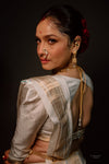 Ankita Lokhande's Choice ~ Authentic Pure Silk Handloom Nauvari Paithani Saree with Peacock Lotus Pallu in White (Available in Multicolor Peacock) - verymuchindian.com