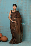 Anokhi ~ Handloom Pure Soft Silk Saree with Designer Pallu ~ Brown (Limited Edition) - verymuchindian.com