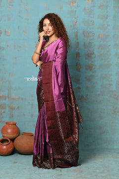 Anokhi ~ Handloom Pure Soft Silk Saree with Designer Pallu ~ Rosewood (Limited Edition) - verymuchindian.com