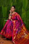 Aranya ~ Pure Silk Handloom Paithani with Lotus Peacock Pallu in Dual Tone Pink - verymuchindian.com