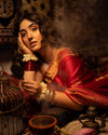 Ashnoor's Choice : Durva Premium~ Viscose Satin Hand-dyed Rangkaath Saree in Fierce Red - verymuchindian.com