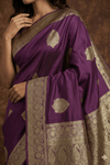 Ashnoor's Choice: Durva Premium~ Viscose Satin Hand-dyed Rangkaath Saree in Purple - verymuchindian.com