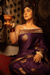 Ashnoor's Choice: Durva Premium~ Viscose Satin Hand-dyed Rangkaath Saree in Purple - verymuchindian.com