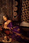 Ashnoor's Choice: Durva Premium~ Viscose Satin Hand-dyed Rangkaath Saree in Purple - verymuchindian.com