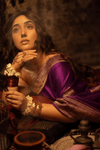 Ashnoor's Choice: Durva Premium~ Viscose Satin Hand-dyed Rangkaath Saree in Purple - verymuchindian.com