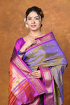 Authentic High Quality Pure Silk Paithani With Most Traditional Double Pallu Saree ~ Dual Tone Lavender (By Govt Certified Weavers) - verymuchindian.com