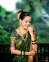 Authentic Pure Silk Handloom Nauvari Paithani Saree in Green - verymuchindian.com