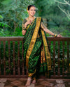 Authentic Pure Silk Handloom Nauvari Paithani Saree in Green - verymuchindian.com