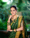Authentic Pure Silk Handloom Nauvari Paithani Saree in Green - verymuchindian.com