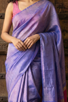 Dupion Tissue Silk Saree with Contrast Zari Pallu in Lavender Glow