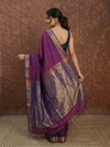 Gaurangi~ Handloom Cotton Silk Saree in Royal Purple with Elegant Silver Zari Border & Pallu