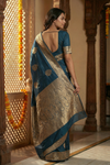 Durva Premium~ Viscose Satin Hand-dyed Rangkaath Saree in Teal Blue
