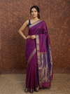 Gaurangi~ Handloom Cotton Silk Saree in Royal Purple with Elegant Silver Zari Border & Pallu