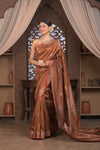 Bengal Gatha ~ Designer Chanderi Cotton Silk Saree in Brown - verymuchindian.com