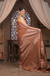 Bengal Gatha ~ Designer Chanderi Cotton Silk Saree in Brown - verymuchindian.com