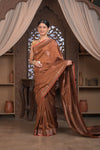 Bengal Gatha ~ Designer Chanderi Cotton Silk Saree in Brown - verymuchindian.com