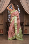 Bengal Gatha ~ Designer Chanderi Cotton Silk Saree with Circular Pattern in Dusty Blush Pink - verymuchindian.com