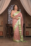 Bengal Gatha ~ Designer Chanderi Cotton Silk Saree with Circular Pattern in Dusty Blush Pink - verymuchindian.com