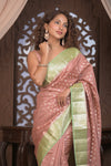 Bengal Gatha ~ Designer Chanderi Cotton Silk Saree with Circular Pattern in Dusty Blush Pink - verymuchindian.com