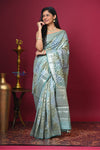 Bengal Gatha ~ Designer Chanderi Cotton Silk Saree with Diamond Pattern in Pastel Mint Green - verymuchindian.com