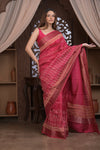 Bengal Gatha ~ Designer Chanderi Cotton Silk Saree with Digital Print in Shades of Pink - verymuchindian.com
