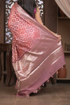Bengal Gatha ~ Designer Chanderi Cotton Silk Saree with Hexagonal Pattern in Squalane Pink - verymuchindian.com